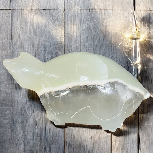 Mazatlan Mexico Hand Carved Onyx Marble Stone Turtle Figurine Paperweight VTG - Picture 1 of 14